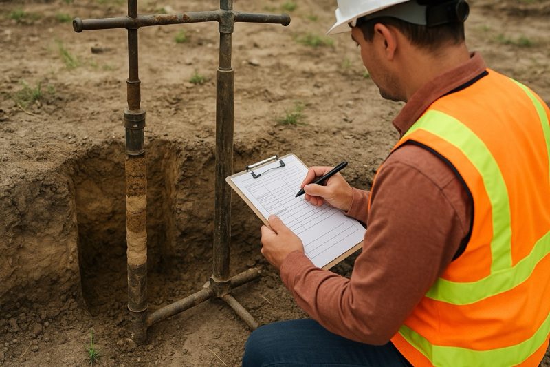 Geotechnical soil testing scene