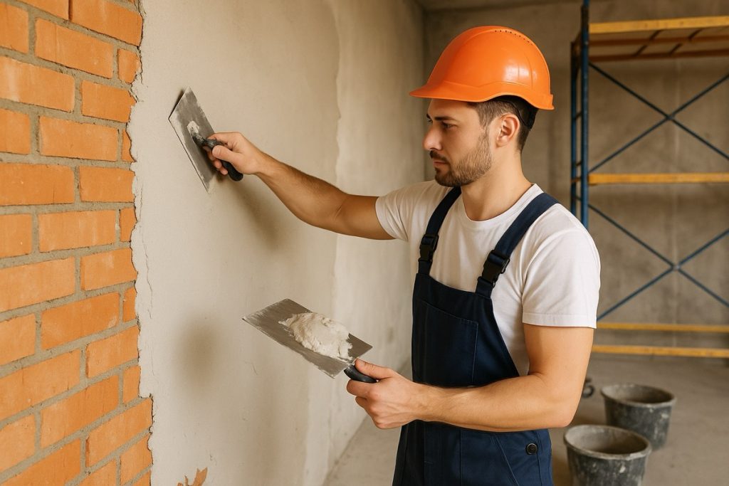 Plastering interior walls